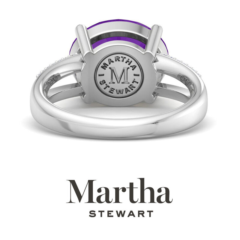 Martha Stewart 4 1/2ctw. Oval Amethyst & Lab Grown Diamond Ring In Sterling Silver image number null